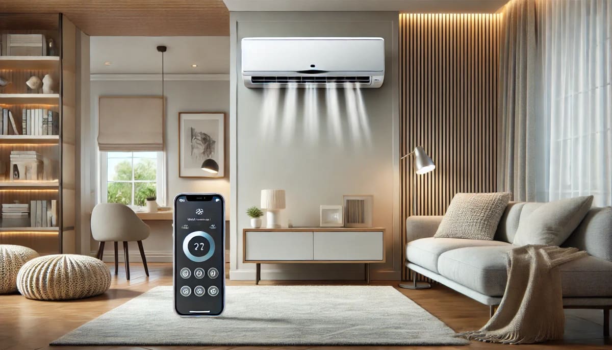 Wall mounted air conditioning unit with remote control