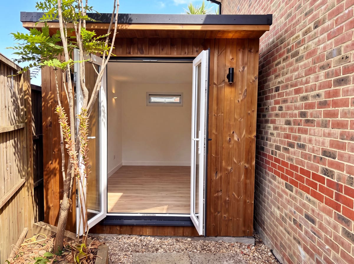 Music room garden studio with the doors open, Crawley